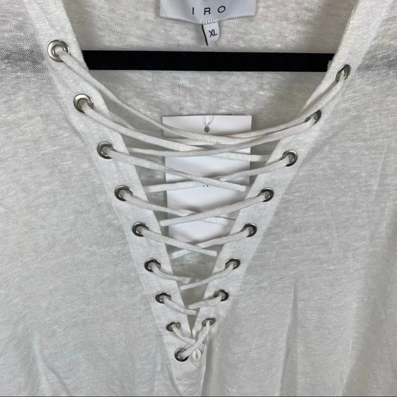 New IRO Tissa Slub Knit Top Lace Up White NWT Bohemian Women’s XL - Picture 6 of 16